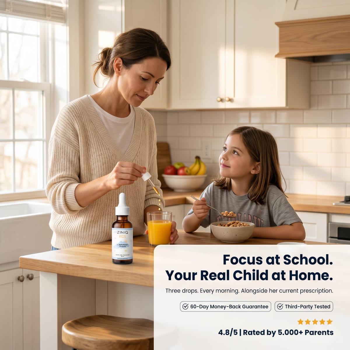 ZINIQ™ Kids - L Methylfolate, Natural Nervous System Support Help Your Child Settle. Feel Safe at Home Again.