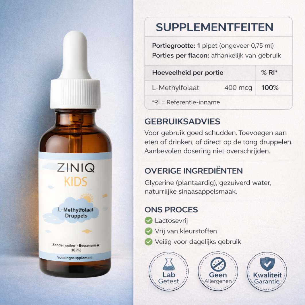 ZINIQ™ KIDS L-Methylfolate | More peace. More focus, and a child who feels good about themselves again.