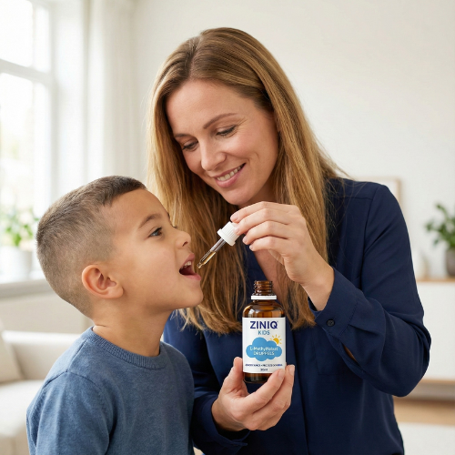 ZINIQ Kids L-Methylfolate | Peace of mind after school — without medication. And a child who feels good about themselves again.