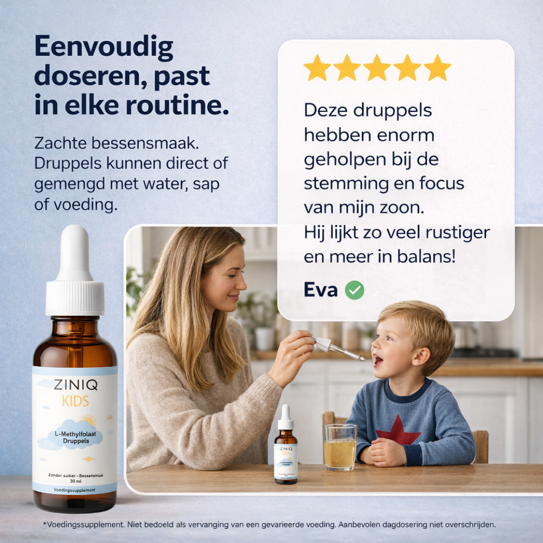 ZINIQ™ KIDS L-Methylfolate | More peace. More focus, and a child who feels good about themselves again.